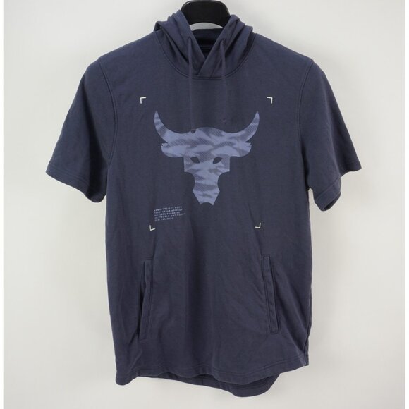 Under Armour Rock Project Big Bull Logo Mens Large Short Sleeve Terry Gym Hoodie - Picture 1 of 9
